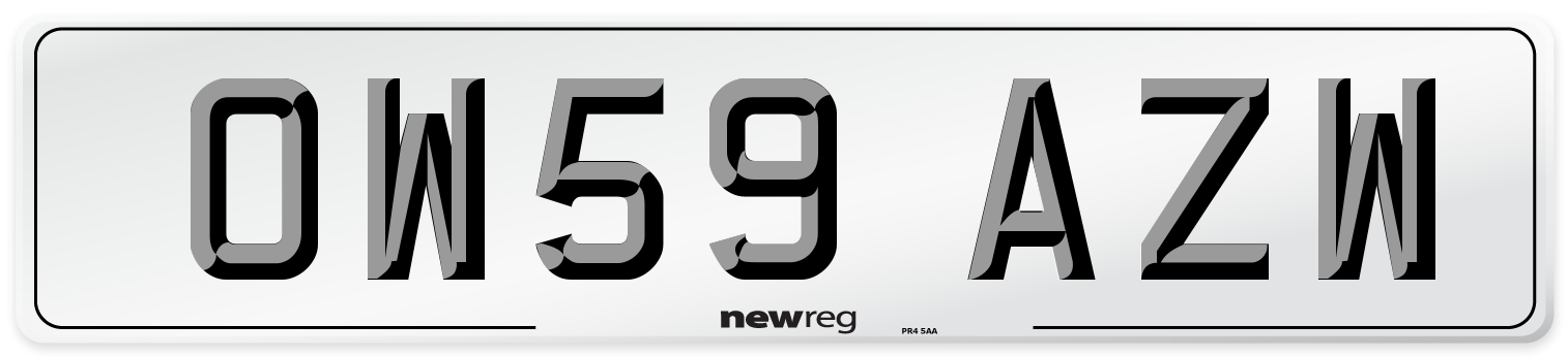 OW59 AZW Number Plate from New Reg
